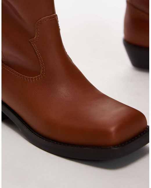 Jeffrey Campbell Brown Square Toe Knee Boots