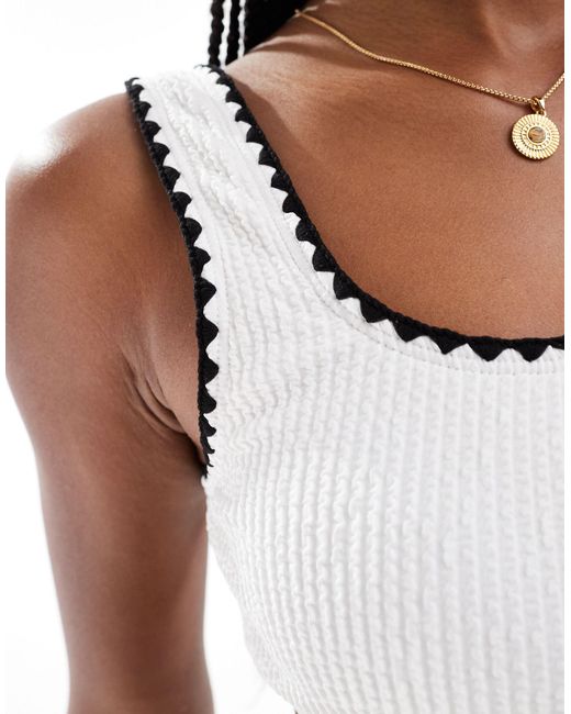 River Island White Textured Cami Bikini Top
