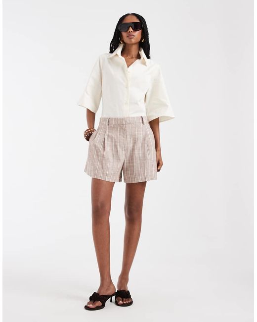 ASOS White Tailored A Line Shorts With Linen