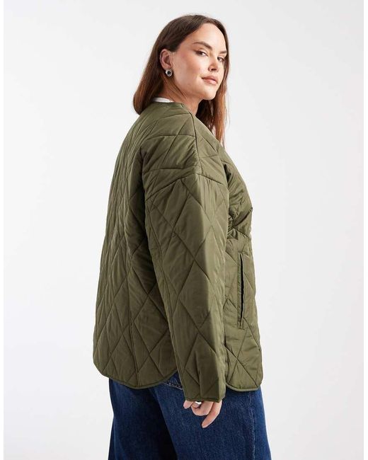 Pieces Plus Green Pieces Curve Quilted Lightweight Jacket