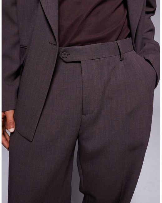 River Island Purple Relaxed Fit Pleated Suit Pants for men