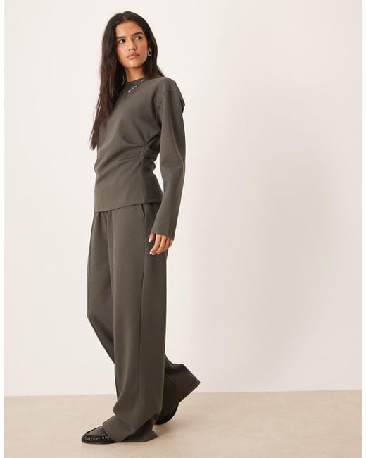 Pantalones Gris Carbón De Pernera Ancha De Punto Interlock De (Parte De Un Conjunto) ASOS de color Multicolor