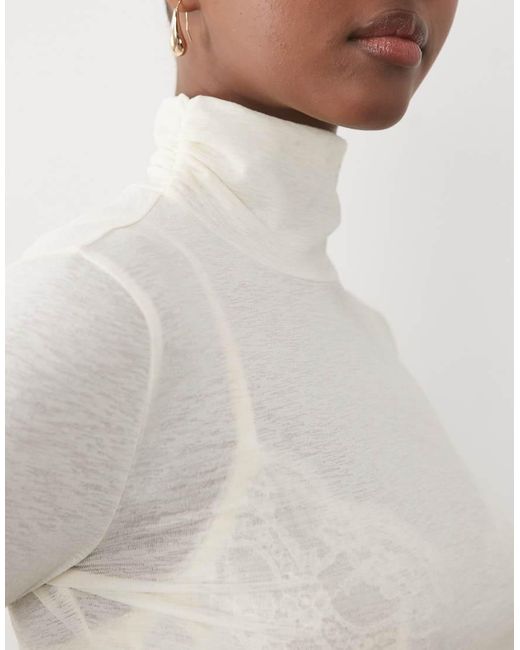 Noughts & Kisses White Sheer High Neck Top