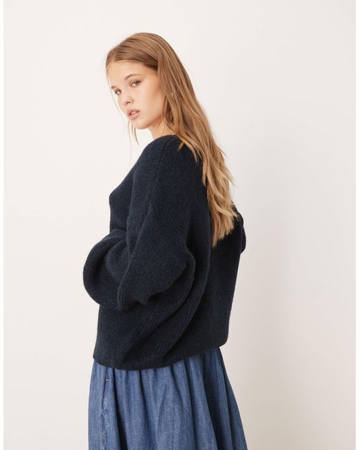 Pull oversize réversible en maille - bleu marine Jdy en coloris Blue