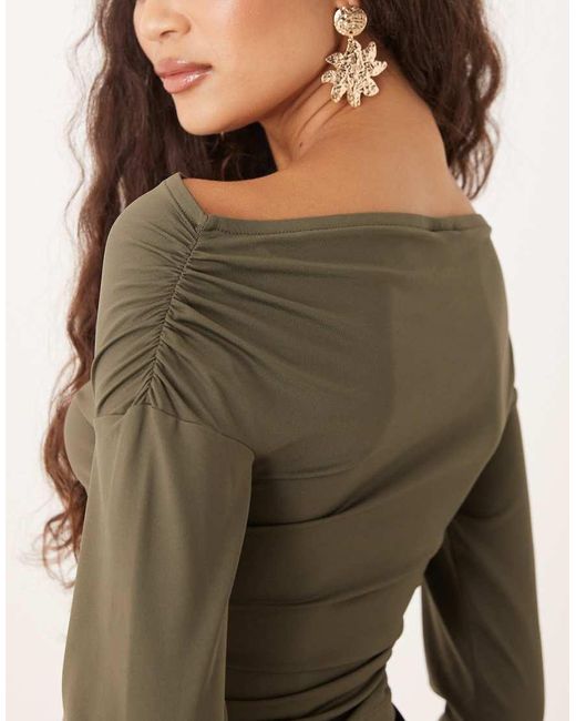 Gina Tricot Multicolor Slinky Jersey Off Shoulder Long Sleeve Top
