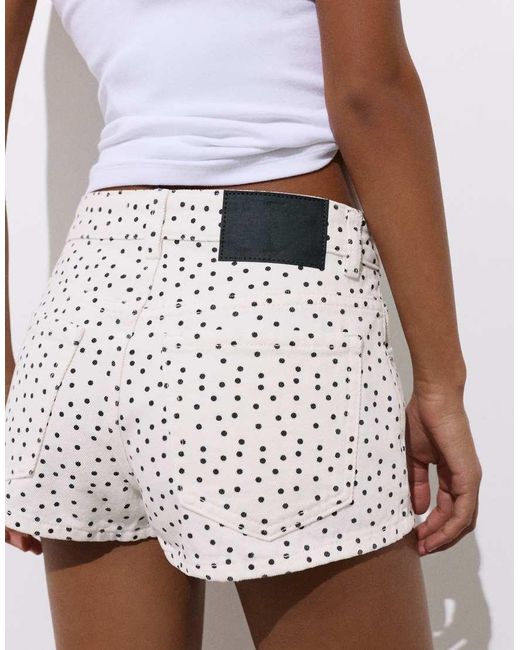 Pull&Bear White Mini Polka Dot Shorts