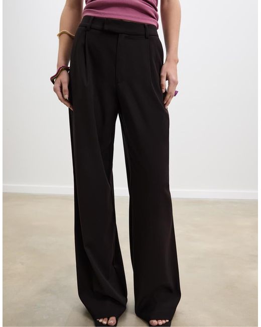 Stradivarius Black Wide-leg Formal Wear Trousers