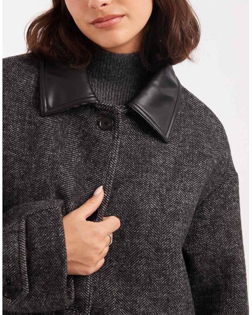ASOS Gray Wool Blend Textured Jacket With Collar