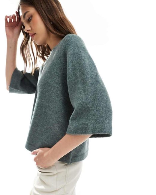 ONLY Blue Cropped Knitted T-shirt