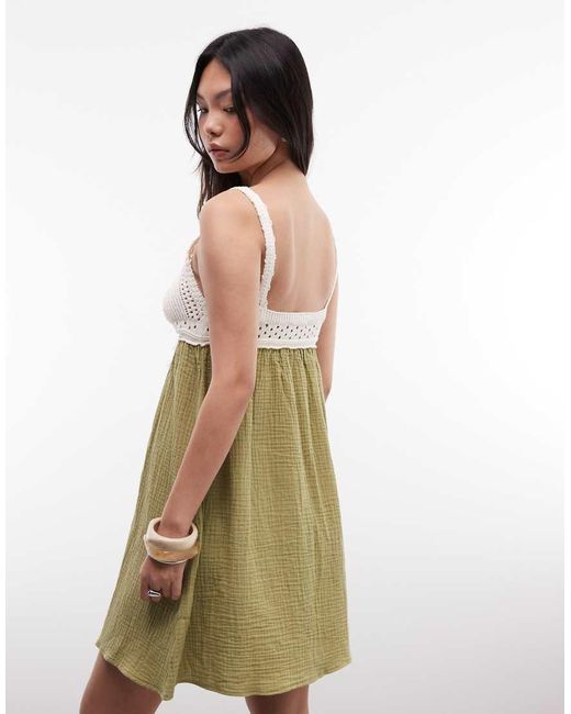Reclaimed Vintage Green Crochet Summer Dress