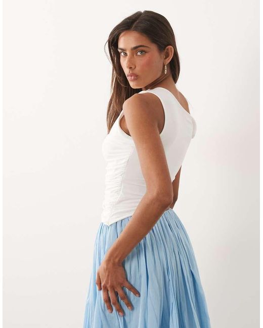 Missy Empire White Missy Empire Double Sculpted Slinky Asymmetric Off Shoulder Top
