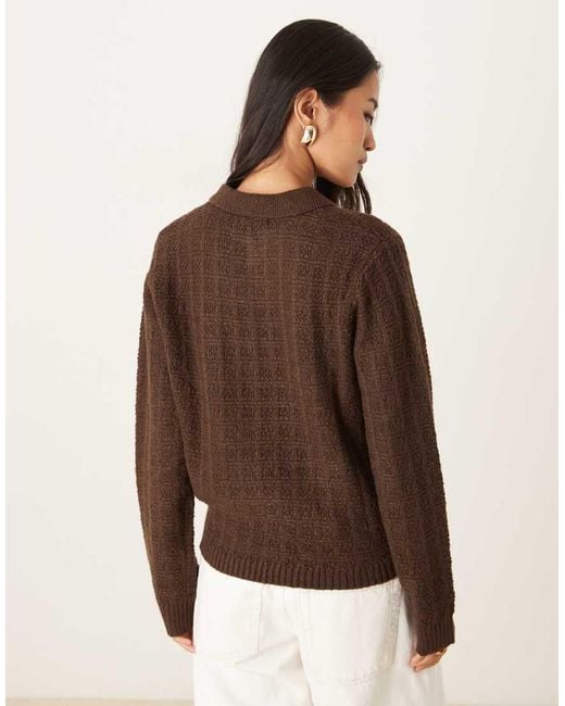Motel Brown Dalina Knit Collared Jumper