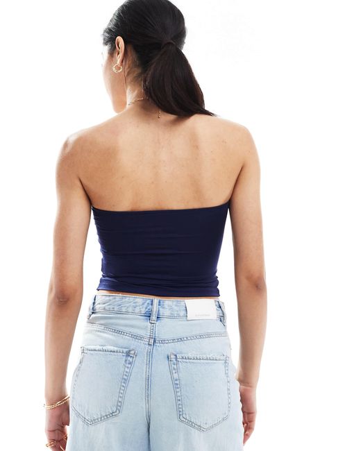 Bershka Blue Polyamide Bandeau Top