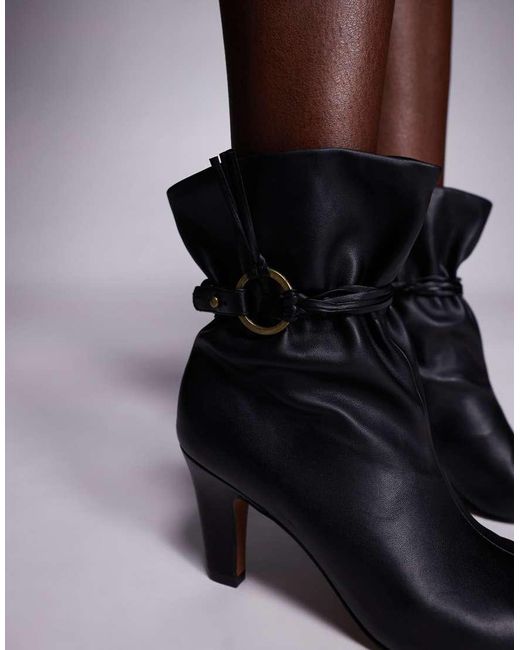 ASOS Black Emil Paperbag Heeled Ankle Boots