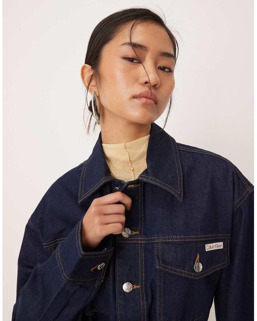 Calvin Klein Blue Tie Waist Denim Jacket