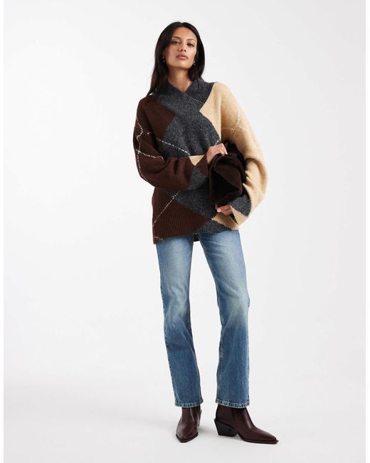 Object Black V Neck Oversized Knitted Jumper