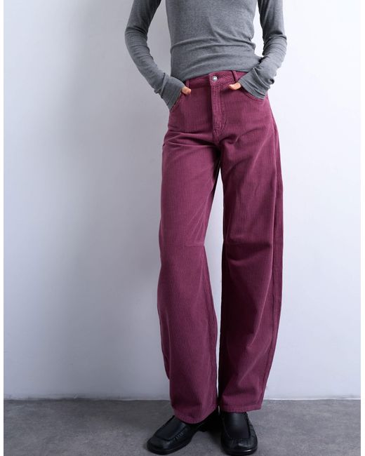 TOPSHOP Purple – barrel-leg-jeans aus cord