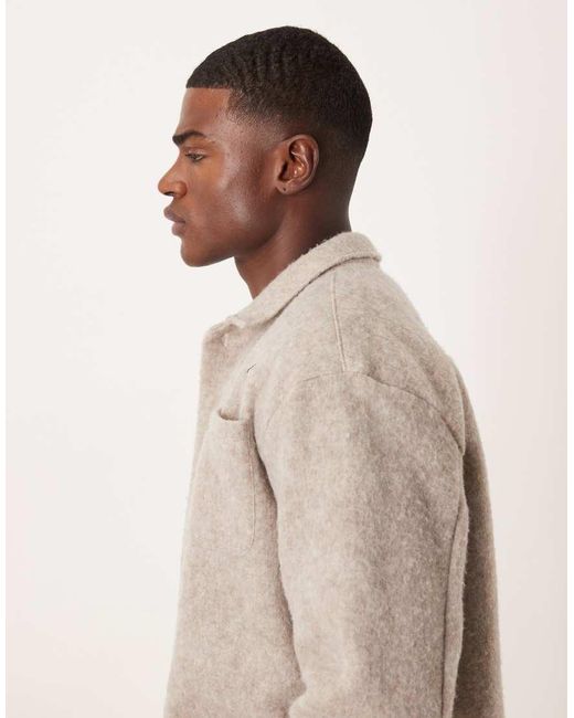 ASOS Natural Relaxed Jacket With Wool Look for men