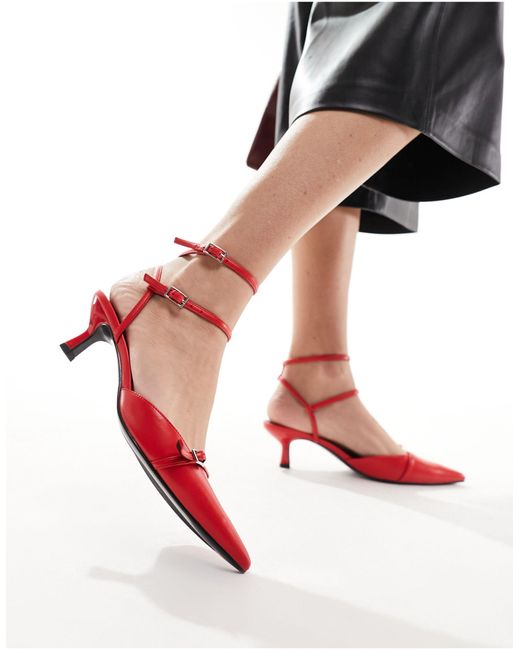 Salsa - scarpe con tacchetto a spillo rosse con cinturino posteriore di ASOS in Red