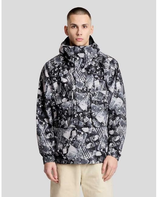 Lyle & Scott Gray Mid Jackets Printed Smock Jacket for men