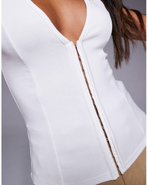 River Island White Hook And Eye Polo Top