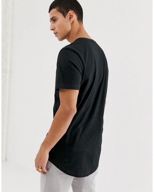 Jack & Jones Denim Originals Longline Curved Hem T-shirt in Black for Men -  Lyst