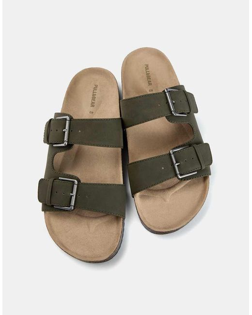 Sandali Bassi Kaki Con Fibbia di Pull&Bear in Multicolor da Uomo
