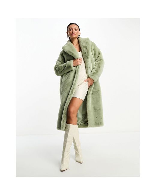 Abrigo largo verde oliva palido Forever New de color Blanco Lyst