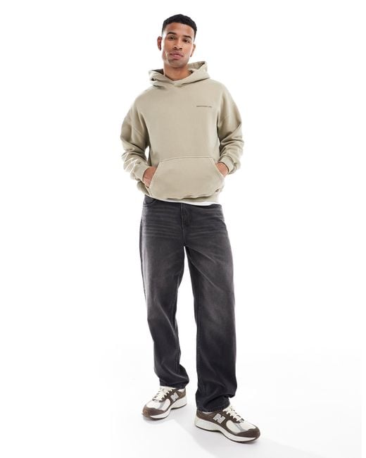 Abercrombie & Fitch – zeitloser, übergroßer kapuzenpullover in Natural für Herren