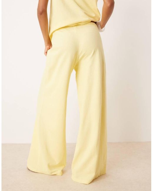 ASOS Natural Textured Knit Wide Leg Co-ord Trouser