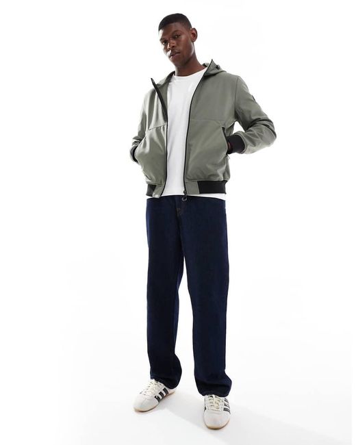 Only & Sons Gray Zip Through Soft Shell Bomber Jacket for men