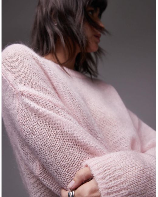 ARKET Pink Sheer Mohair And Wool Blend Knitted Sweater