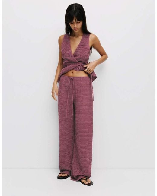 Pull&Bear Rustieke Broek Met Kreukeffect in het Pink