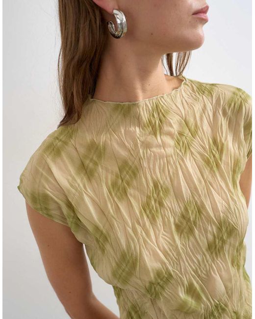 TOPSHOP Multicolor Mesh Crinkle Fitted Tee