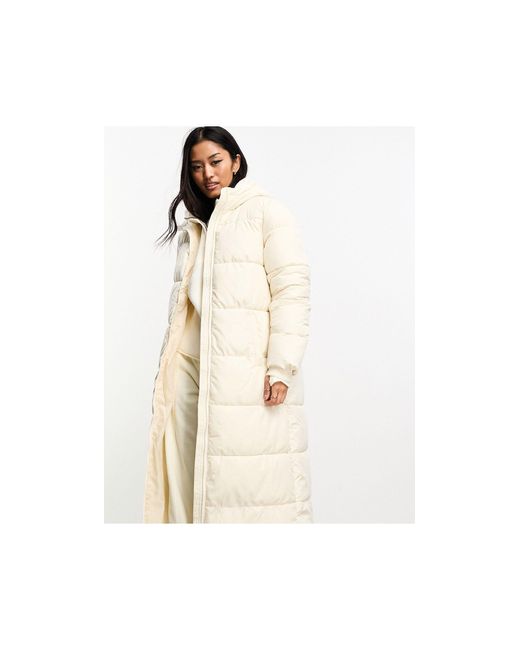 Pieces White Padded Maxi Coat With Hood