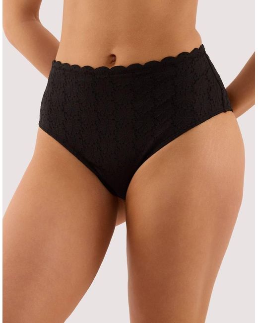 Peek & Beau Black Nikki Broderie Scallop High Waist Bikini Brief