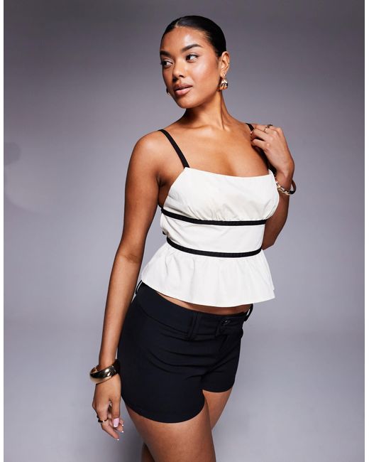 Princess Polly Natural Cami Open Tie Back Top