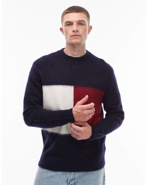 Tommy Hilfiger Blue Alpaca Big Flag Jumper for men