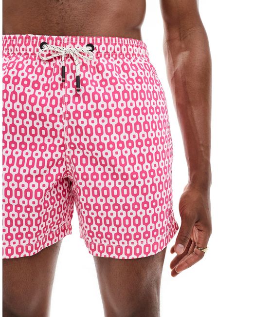 Superdry Pink Printed 15-inch Swim Shorts for men