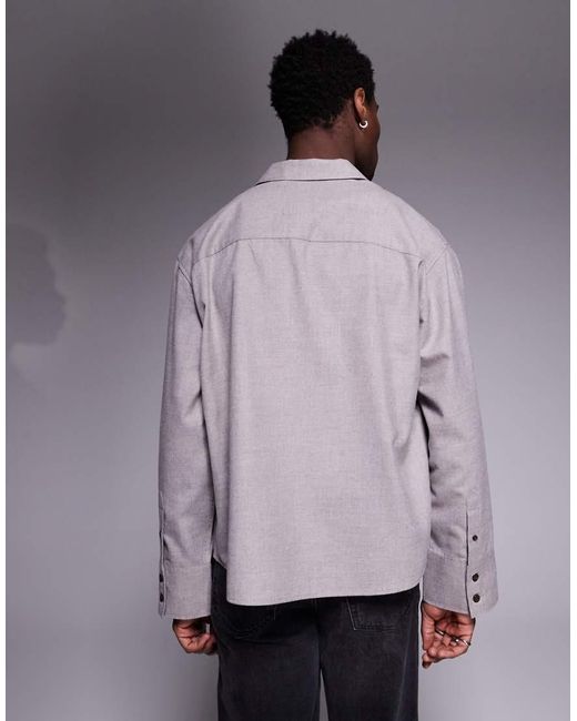 Camisa Extragrande De Franela De ASOS de hombre de color Gray