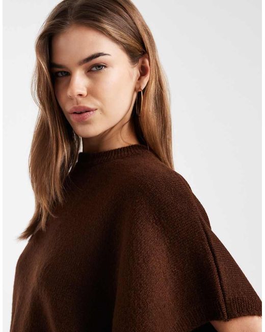 ASOS Brown Knit Cape Sweater