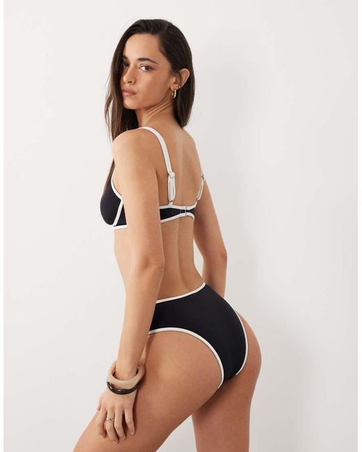 Free Society Natural High Rise Bikini Bottom With Contrast Trim