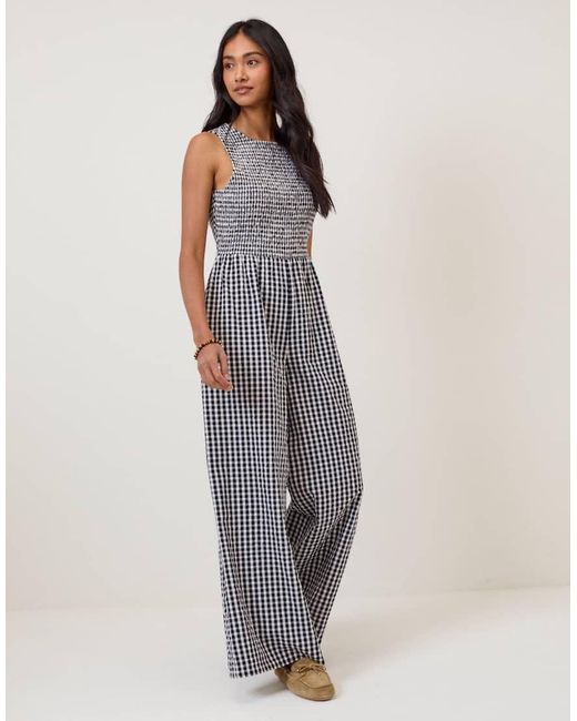 Nobody's Child White Gingham Ruth Jumpsuit