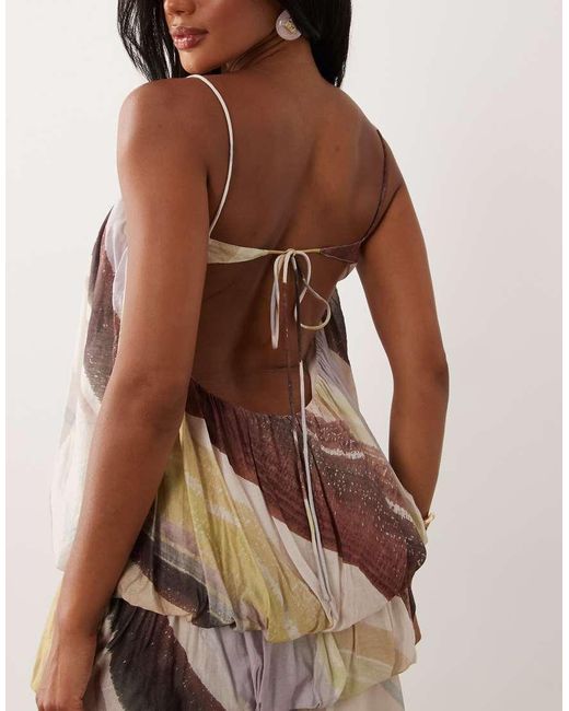 ASOS Natural Bubble Tiered Cami Strap Maxi Dress