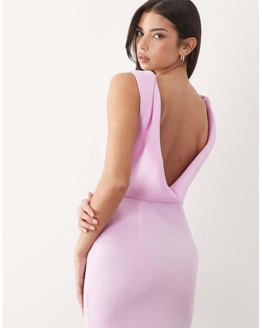 ASOS Pink Structured Scoop Neck Maxi Dress With Open Back