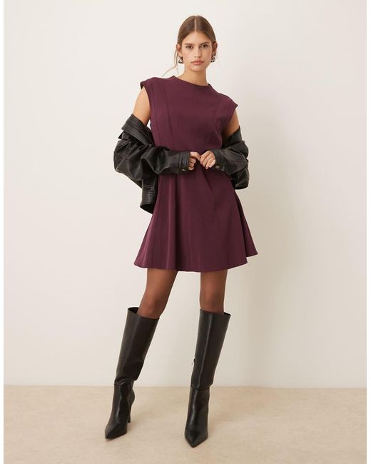 Mango Pink Cap Sleeve Fit And Flare Mini Dress