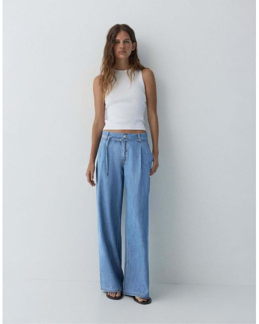 Jean ample à cordon Pull&Bear en coloris Blue