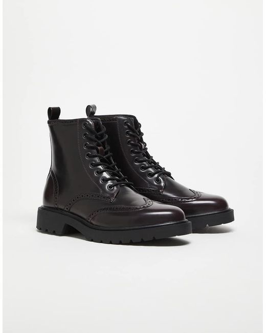 ASOS Blue Brogue Lace Up Boots for men