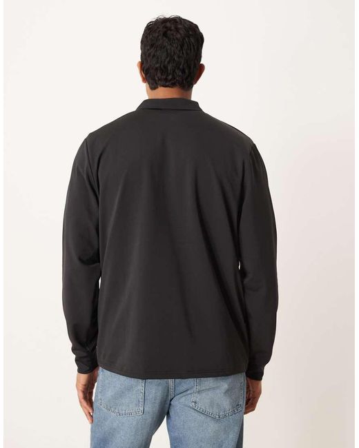 ASOS Black Standard Fit Scuba-Style Fabric 1/4 Zip Sweatshirt With Print N for men