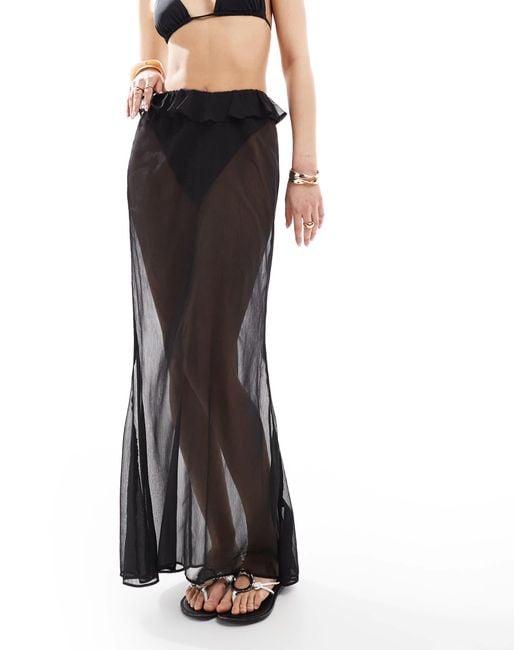 Miss Selfridge White – strand-maxirock aus chiffon